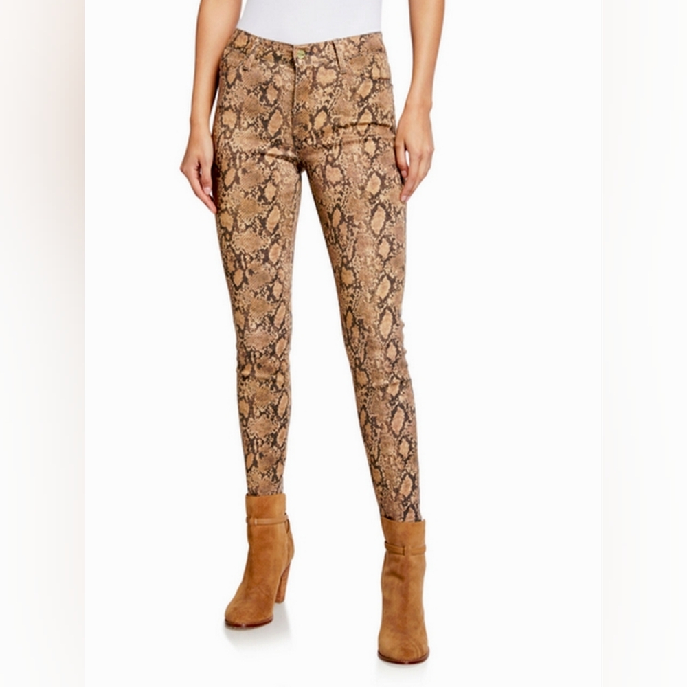 FRAME Le High High-Rise Skinny Crop Coated Python Jeans Size 27 NWOT